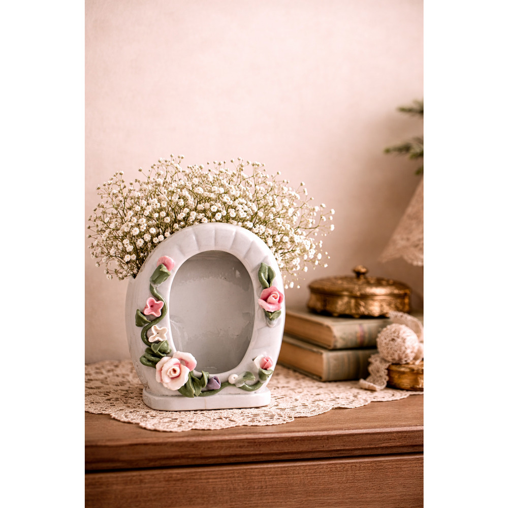 1992 Geerlings Greenhouse Inc Small Shabby Chic Vase 3 X 5 with Ceramic Planter